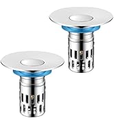 DODOBETTER Universal Bathroom Sink Stopper, Pop Up Sink Drain Strainer Plug with Removable Stainl...