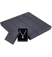 Craftdady 12pcs Black Necklace Jewelry Boxes 3.5 x 2.7 x 1 Inch Small Gift Boxes Kraft Cotton Fil...