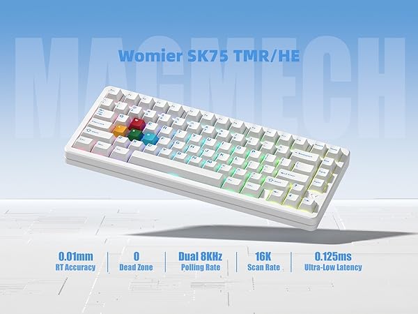 Keyboard 75%, Wireless Custom Mechanical Keyboard Rapid Trigger Hall Effect Magnetic Switch