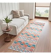 Mightree Vintage Washable Rug Runner - Non-Slip Low Pile Carpet, Perfect for Kitchen &amp; Hallway, B...