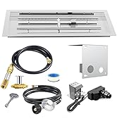 Uniflasy 36" by 12" Drop-in Fire Pit Pan Burner Kit, Stainless Steel Propane Rectangular Firepit ...