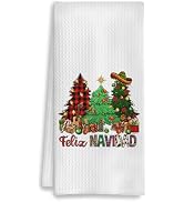 COWEB Feliz Navidad Kitchen Towels, Spanish Christmas Dish Towels for Kitchen, Feliz Navidad Deco...