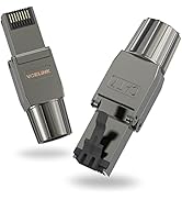 VCELINK RJ45 Connectors Tool Free Cat 7, Shielded RJ45 Modular Plugs 10 Gbps 600MHz PoE++, Reusab...