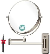 Auxmir 1X/30X Wall Mounted Makeup Mirror, Double-Sided Magnifying Mirror with Tweezers, Bathroom ...