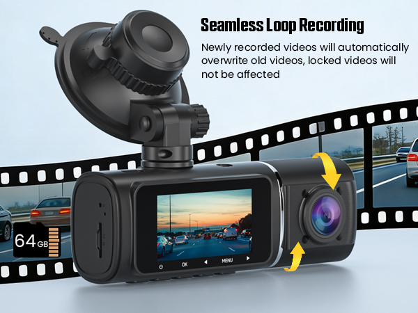 Dual Channel Dash Cams with 64GB Card 4K+1080P