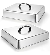2pcs Rectangular Basting Cover, Stainless Steel Cheese Melting Dome Steaming Cover Lid, Commercia...