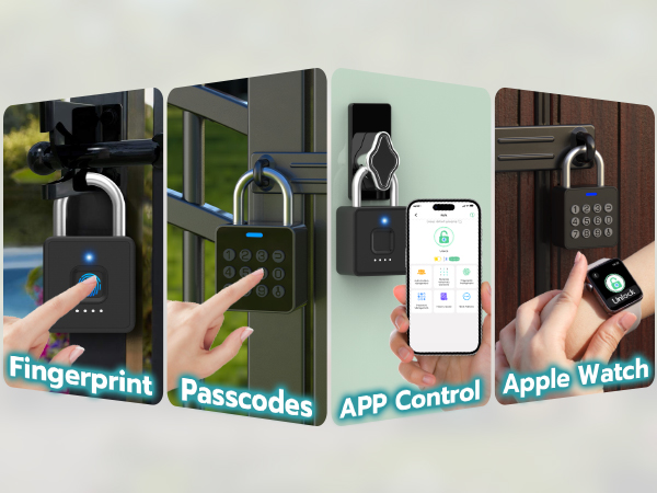 Fingerprint Padlock With Code Keypad 4 Ways Unlock