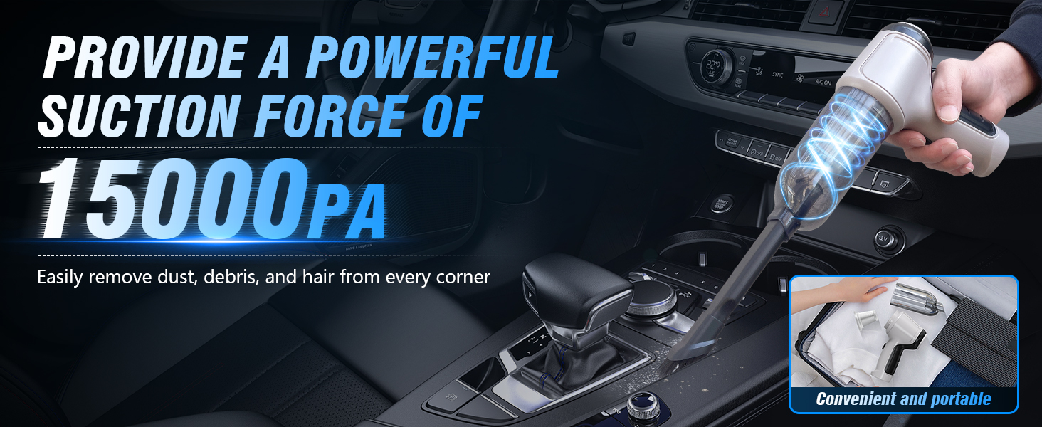 Car Vacuum Cleaner,Cordless 120W/15000PA Powerful Sutions Multi Functional Handheld Vacuum