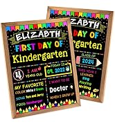 First Day of School Board with Frame, 11 x 14 Inch Double Sided Back to School Sign for Kids, Gir...