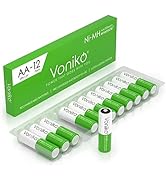 Voniko Rechargeable AA NiMH Enecycle Double A Batteries 12 Pack – Ultra Long Lasting, 2100mAh, Re...