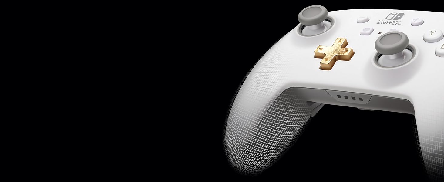 Graphics to show off the controller's ergonomic comfort