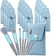 RISESAILS Travel Size Makeup Brushes Set, Light Blue, Mini Face Brushes with Bag, 12 Piece Set, f...