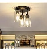 Mayful Semi Embedded Ceiling Lights in Kitchens, corridors, and Lobbies, 3-Light Transparent Glas...