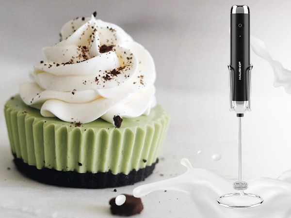 Black Handheld Cordless Milk Frother Set with Stand (US PKG)