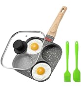 MyLifeUNIT Egg Pan, 4-Cup Egg Frying Pan with Lid, Nonstick Aluminium Alloy Egg Cooker for Breakf...