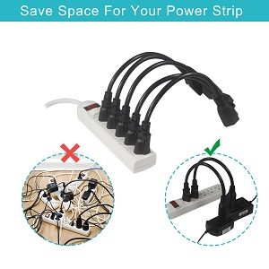 Short 3 Prong Extension Cord Indoor SJT 16 AWG Heavy Duty 1 Foot AC Power Extensions Cable 