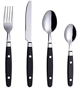 EXZACT Cutlery Set 24pcs Stainless Steel - with Rivet Craft Handles/Retro Style Flatware - 6 x Di...