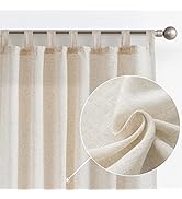 JINCHAN Linen Curtains 84 inches for Living Room Window Curtain Set Tab Top Farmhouse Kitchen Cou...
