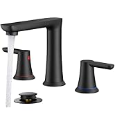 FORIOUS Black Bathroom Faucet 3 Hole, Two Handle 8 Inch Widespread Bathroom Sink Faucet Matte Bla...