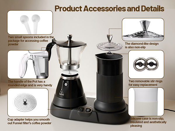moka pot and milk frother
