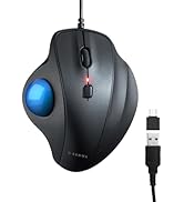SANWA Wired Ergonomic Trackball Mouse, Optical Vertical Rollerball Mice, Silent Buttons, 34mm Tra...