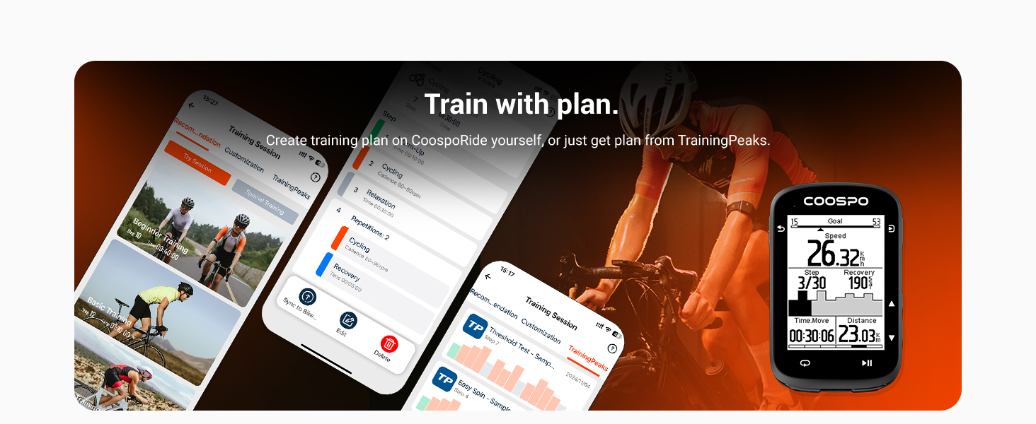 COOSPO CS500 Bike Computer Wireless, 2.6 Inch LCD GPS Cycling Computer