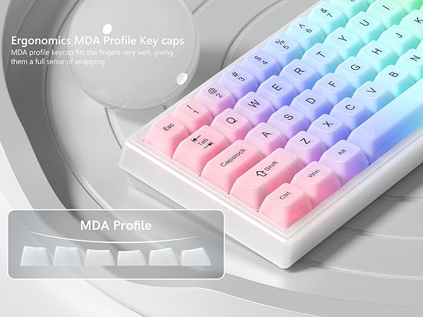 Keyboard Keycaps Clear, White Keycaps 60 65 75 100 Percent, Transparent Jelly Cute Custom Key Cap