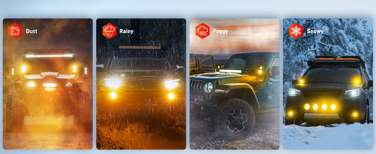 4 Inch 60W Amber LED Pods with Wiring Harness kit