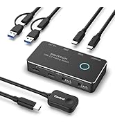 RSHTECH USB 3.2/USB C Switch 10Gbps 2 Computers Share 4 USB 3.2 Ports(2 USB-A+2 USB-C), USB Switc...