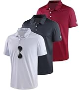 ZITY 3 Pack Golf Shirts for Men Short Sleeve UPF 50+ Performance Moisture Wicking Casual Striped ...