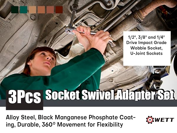 Impact Universal Joint Set Socket Swivel Adapter Set 1 2 3 8 1 4 Drive Grade Wobble U-Joint