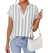 PRETTYGARDEN Womens Floral Print Short Sleeve Summer Tops 2026 Trendy V Neck Loose Boho Shirts Ca...