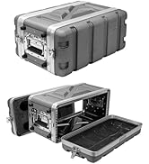4U ABS Rack Case Shallow 8" Depth, 19" Rackmount Flight Road Travel Case, Waterproof Protective H...