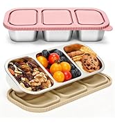 suhunide 3 Compartment Stainless Steel Snack Containers ,Reusable Snackle Box Container with Leak...