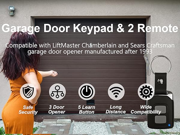 for Chamberlain LiftMaster Craftsman Garage Door Opener Keypad &amp; Remote Universal
