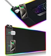 Miroddi Wireless Charging Mouse Pad with Foldable Charging Stand 2 in 1 Led Desk Mat Wireless Cha...