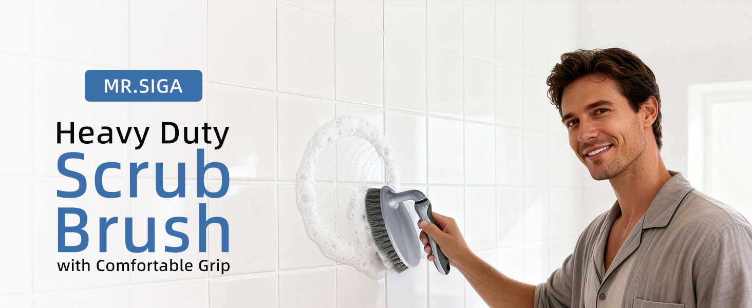 MR.SIGA Heavy Duty Scrub Brush with Comfortable Grip