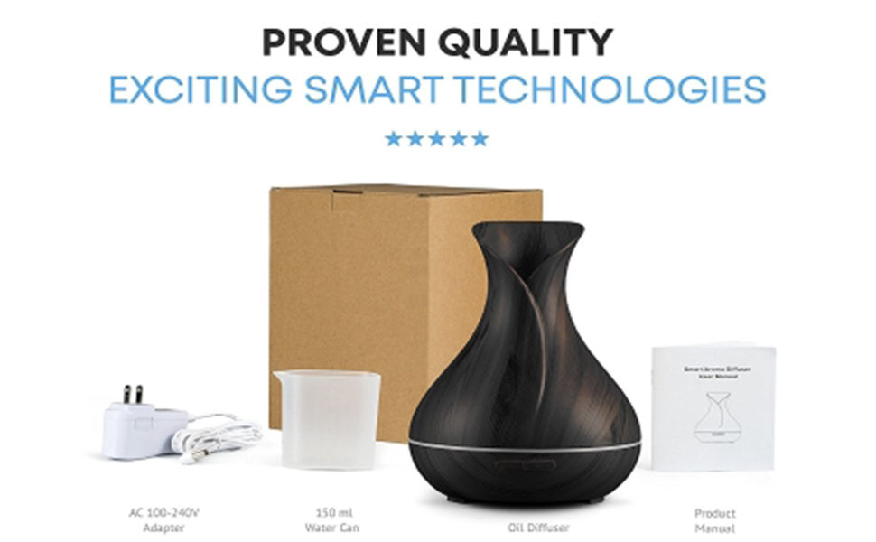 Smart Wifi Essential Oil Aromathery Diffuser. Alexa &amp; Google Home Compatible, LED &amp; Timer Settings