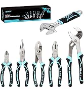 SHALL 6-Piece Pliers Set, Pliers Tool Set, 6" Diagonal Cutting, 8" Long Nose, 8" Linesman, 8" Sli...