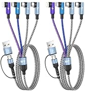 Travel Essentials 90 Degree Multi Charging Cable, 5FT 2Pack Nylon USB A/C Cord Right Angle 4 in 2...