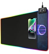 RGB Gaming Mouse Pad with Wireless Charging 10W, 31.5"x11.8"x0.12" Extended Large Desk Mat Protec...