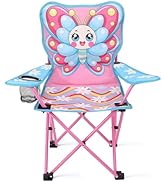 KABOER Kids Outdoor Folding Lawn and Camping Chair with Cup Holder and Carrying Bag, Children's C...