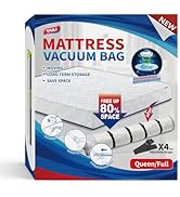 TAILI Mattress Vacuum Storage Bag, Foam Mattress Vacuum Bag (Full/Queen) with 4 Straps, Sealable ...