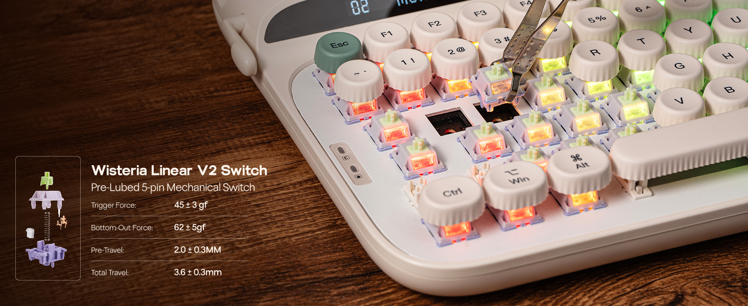 EPOMAKER Glyph Wireless Typewriter Retro Mechanical Keyboard