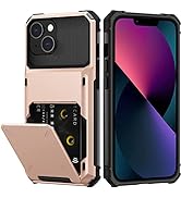 Nvollnoe for iPhone 13 Case with Card Holder[Store 5 Cards] Dual Layer Heavy Duty Shockproof iPho...