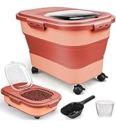 Viretec Dog Food Storage Container, 5-20lb Collapsible Airtight Pet Food Container with Attachabl...