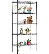 FDW 5 Tier 22L x 12W x 48H Pantry Shelves Adjustable Storage Rack Metal Shelf NSF Shelving Units ...