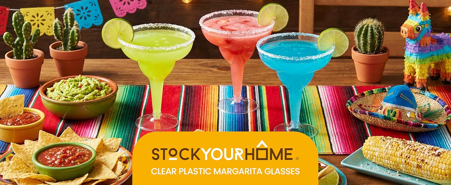 StockYourHome - Clear Plastic Margarita Glasses