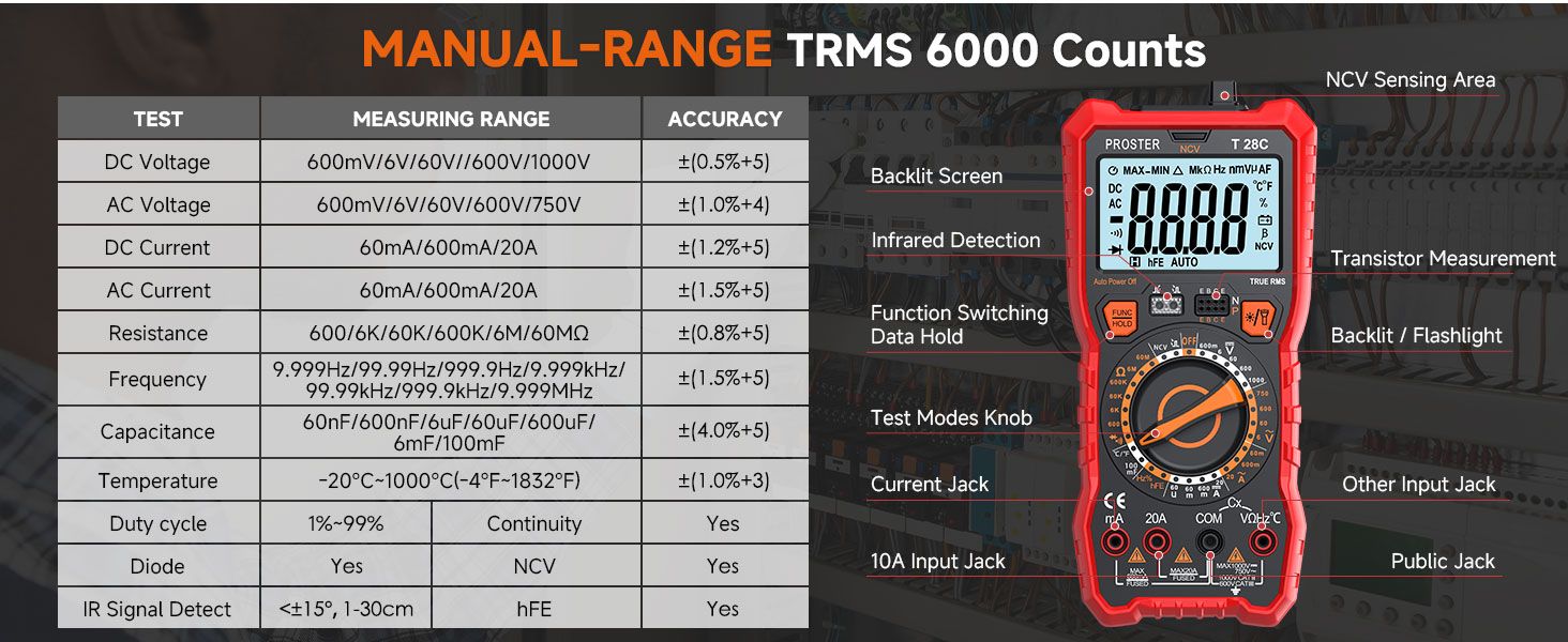 6000count Manual Multimeter