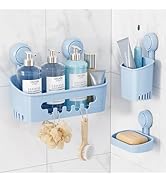 LEVERLOC Shower Caddy Suction Cup Set Shower Organizer &amp; Soap Holder &amp; Toothbrush Holder, Bathroo...